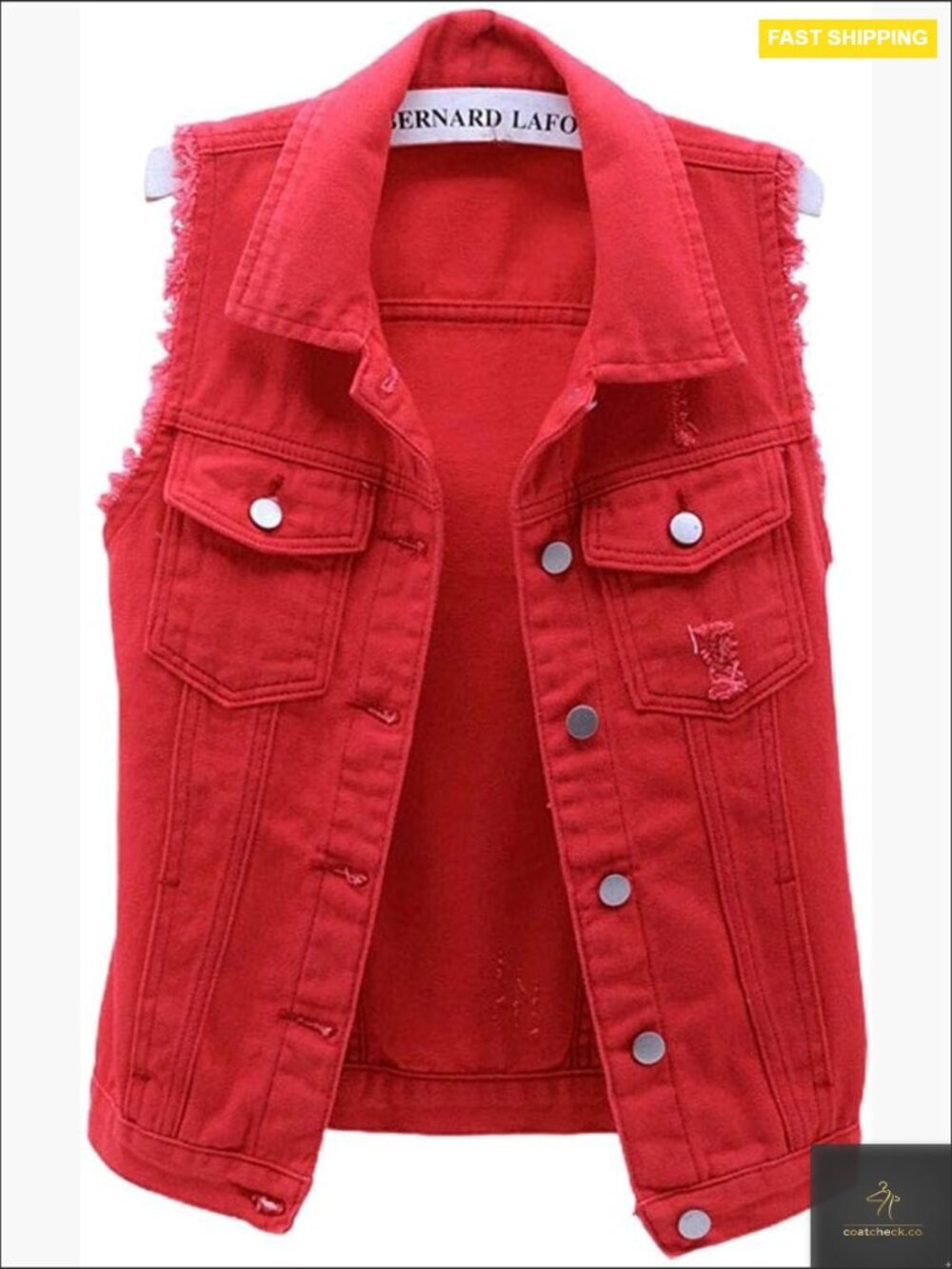 Slim Fit Distressed Denim Vest Frayed Raw Edge Sleeveless Jacket Chic